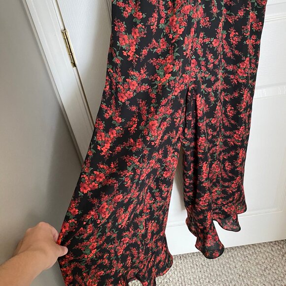 black and red floral maxi jumpsuit romper - Picture 4 of 5